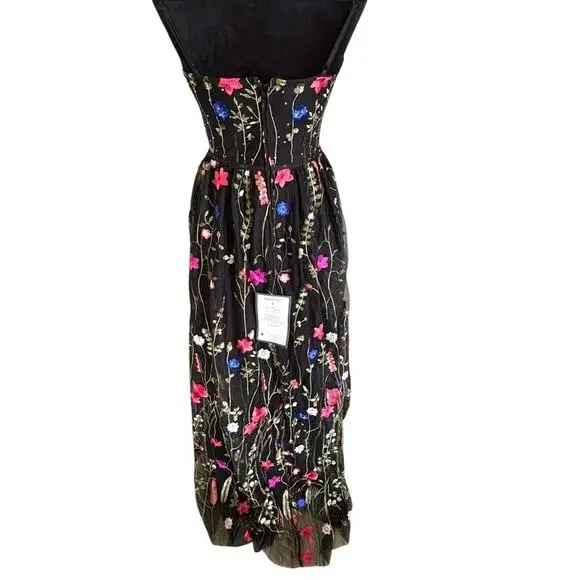 Womens Juniors 3/4 City Chic Black Floral Embroidered Formal Prom Dress NWT Midi Womens Juniors 3/4 City Chic Black Floral Embroidered Formal Prom Dress NWT Midi